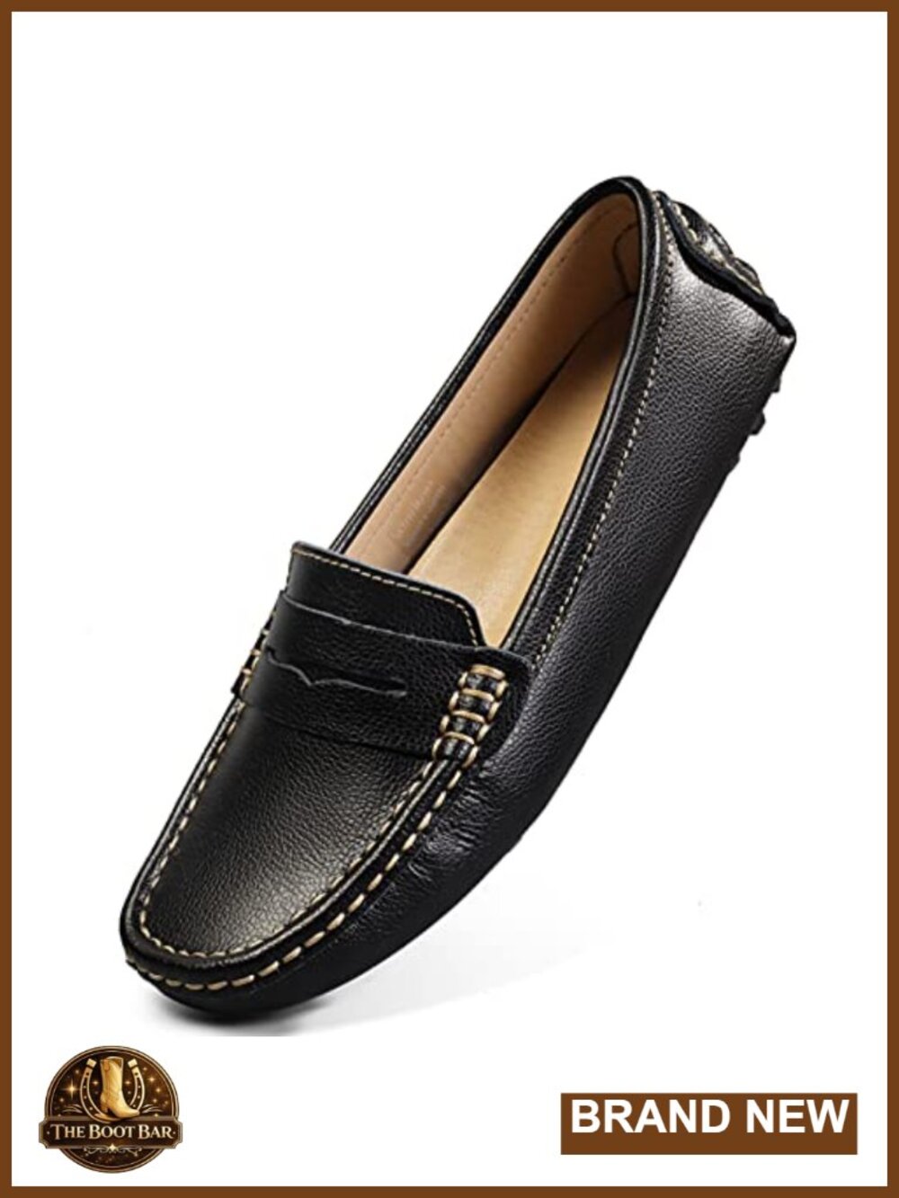 Leather Penny Loafers Slip-On Memory Foam Walking Flats